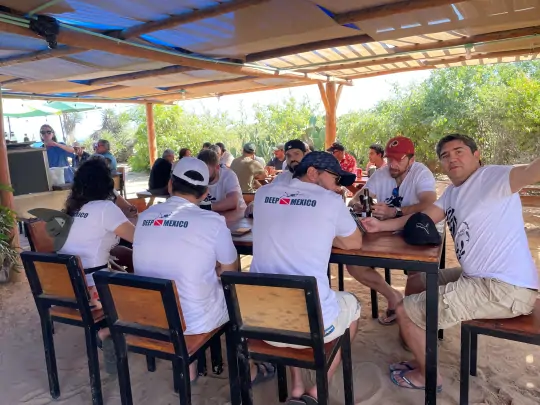 Divers and instructors from Deep Mexico after a scuba diving trip 