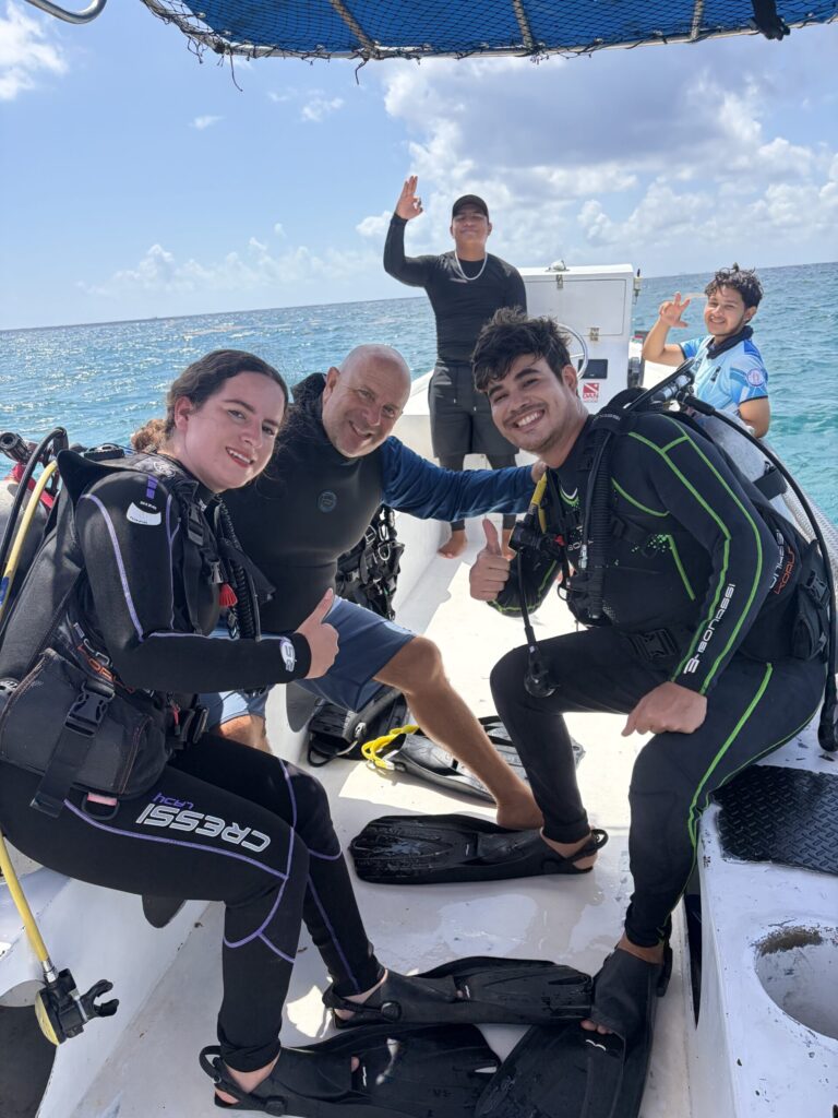Scuba diver completing Advanced Open Water certification training in Playa del Carmen waters